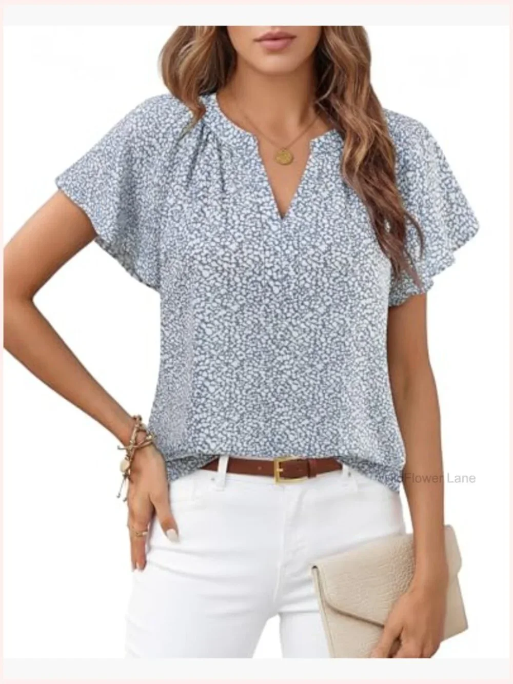 Short Sleeve Chiffon Blouse Business Casual Shirt Summer Top